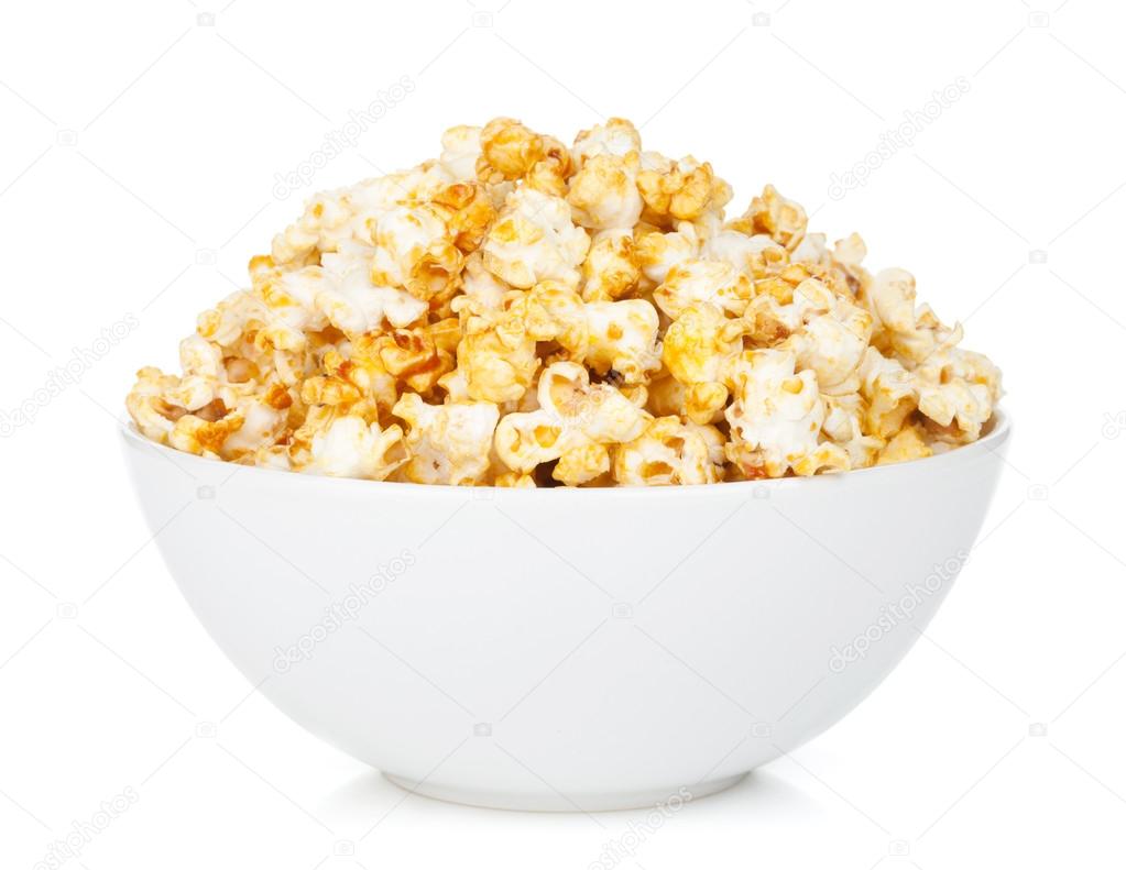 Bowl With Popcorn On White Background Stock Photo By C Karandaev