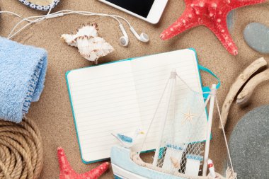 Seyahat ve tatil notepad ile öğeleri