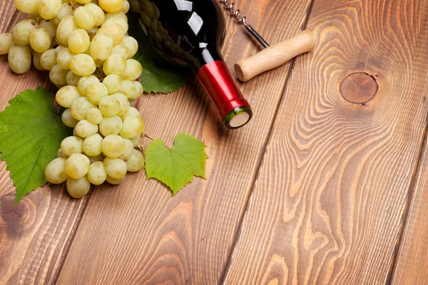 Garrafa e cacho de uvas brancas — Fotografia de Stock