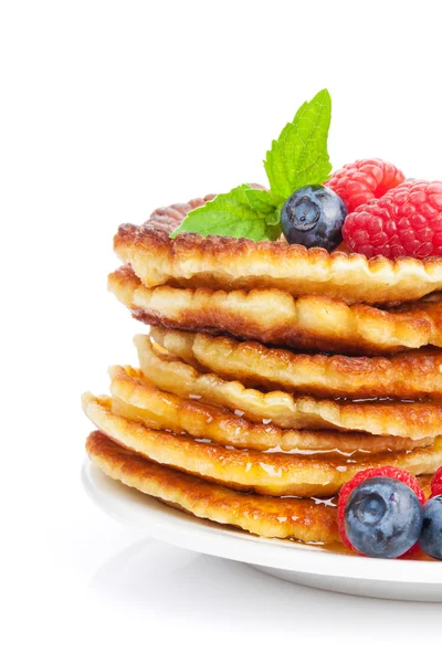 Pancakes with raspberry, blueberry — Stock Photo, Image