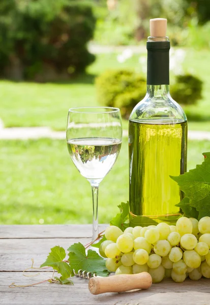 White wine glass and bottle — Stock Photo, Image