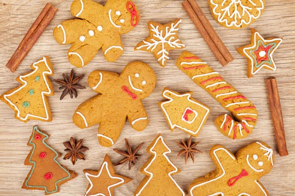 Homemade various christmas gingerbread cookies — Stock Photo, Image