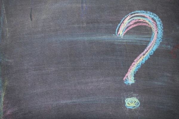 Colorful chalk question mark on blackboard — Stock Photo, Image