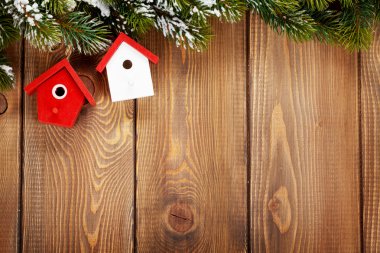 Noel köknar ağacı ve kuş evini dekor