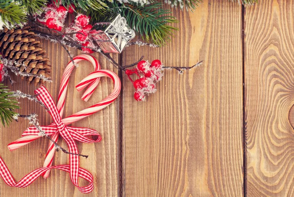 Baston şekerler ile Noel ağacı dalı — Stok fotoğraf