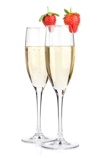 Champagner mit Erdbeere — Stockfoto