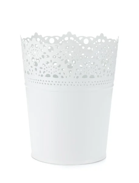 ホワイト メタル製植木鉢 — ストック写真
