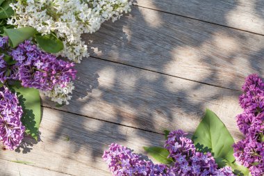 Bahçe masaya leylak renkli çiçek