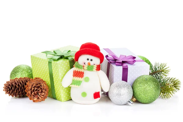 Christmas decor and snowman toy — Stock Photo, Image