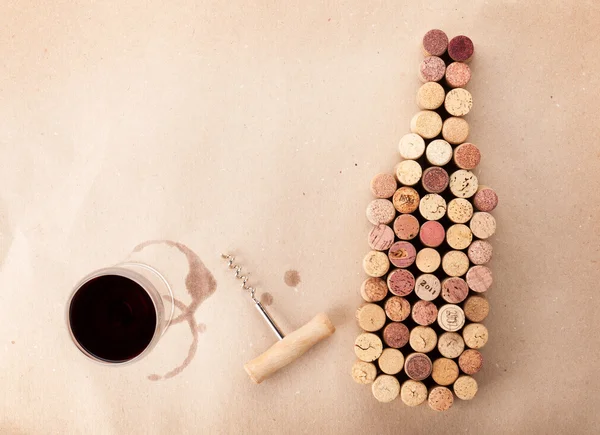 Tapones en forma de botella, copa de vino — Foto de Stock