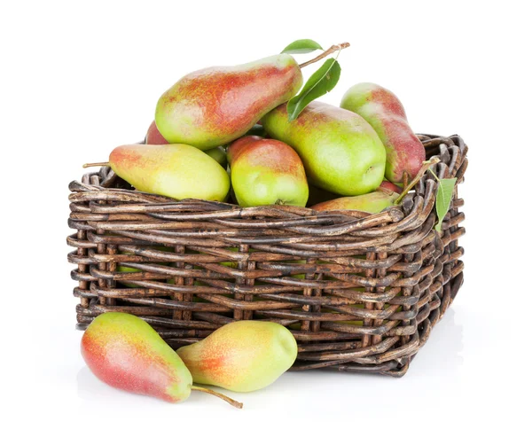 Ripe Pears in basket — Stock Photo, Image