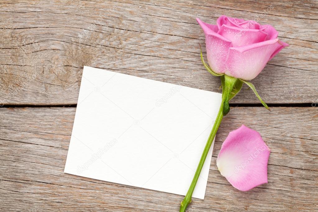 Valentines day greeting card and rose