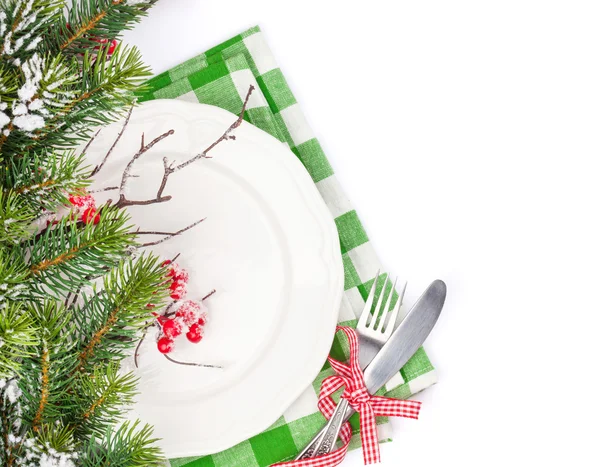 Kerst tabel instelling met fir tree — Stockfoto