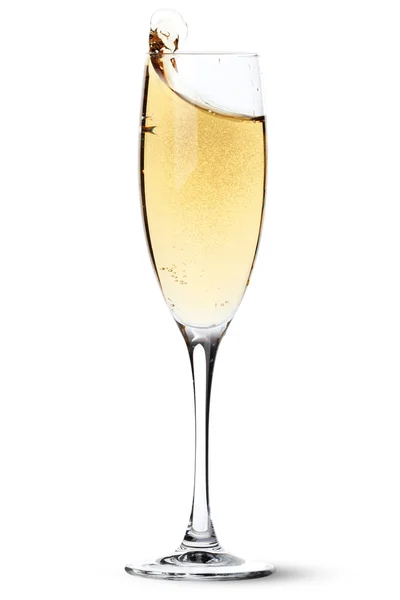 Champagne glas met splash — Stockfoto