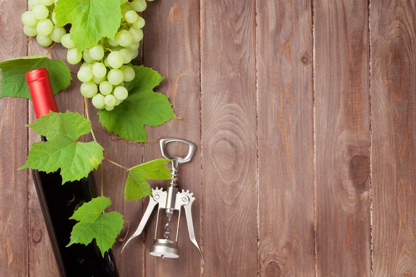 Bos van druiven en wijn fles — Stockfoto