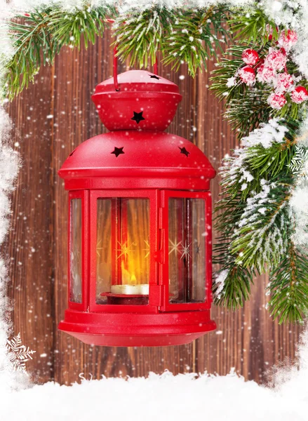Lanterna di candela di Natale — Foto Stock