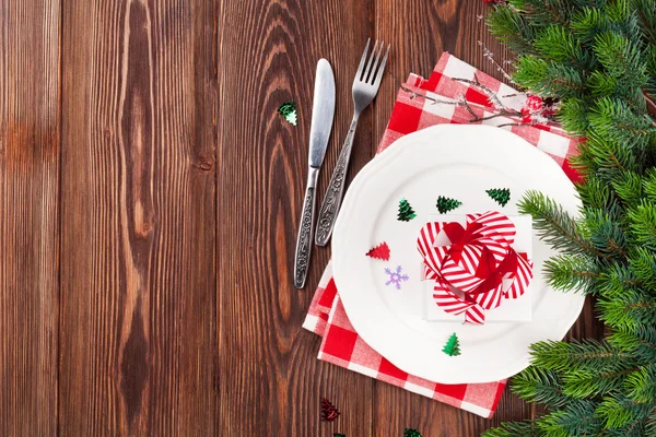 Apparecchiatura tavola di Natale con abete — Foto Stock
