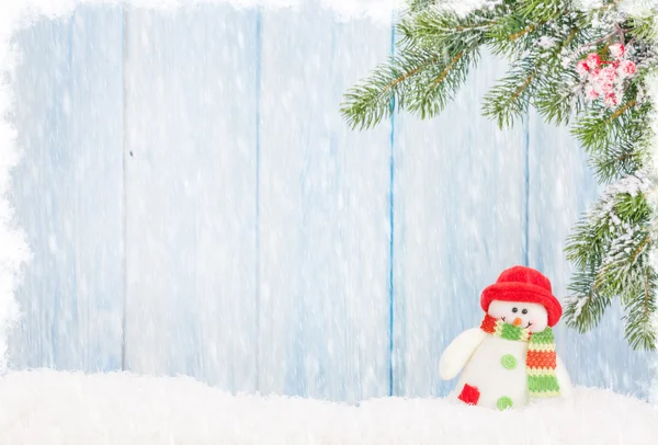 Navidad muñeco de nieve juguete y abeto — Foto de Stock