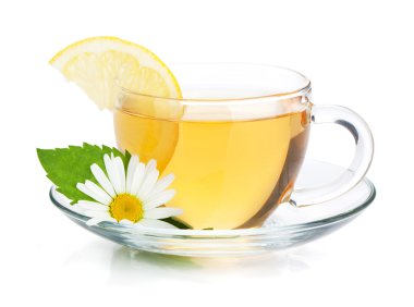 Cup of tea with lemon, mint and chamomile