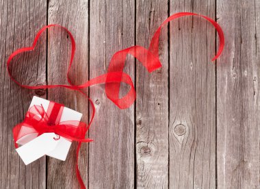 Valentines day gift box and ribbon