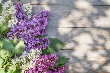 Bahçe masaya leylak renkli çiçek