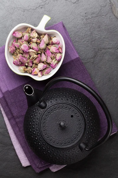 Asiatico rosa tè e teiera — Foto Stock