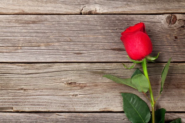 Rosa vermelha sobre a madeira — Fotografia de Stock