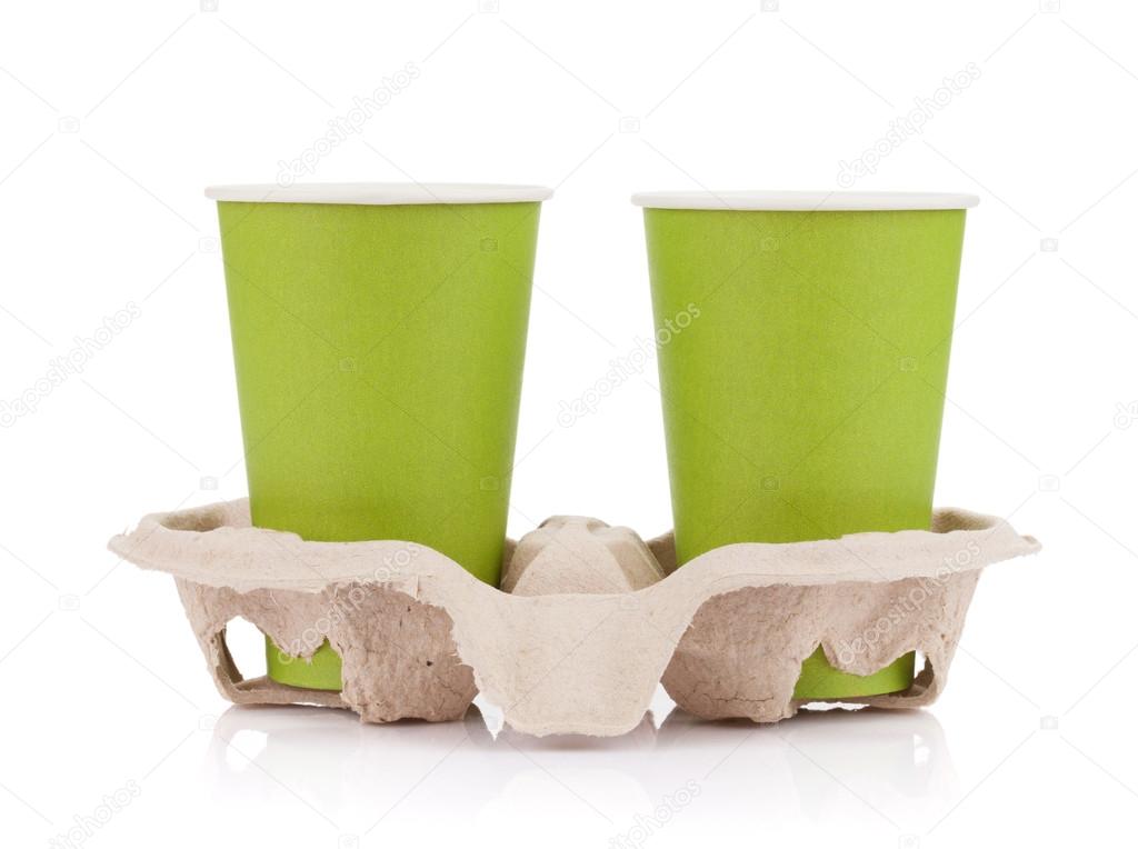 Two paper cups in holder