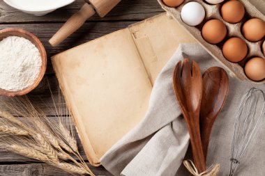 Vintage tarif kitabı, mutfak eşyaları