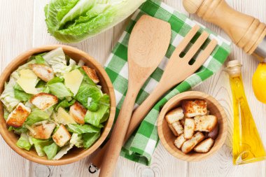 Fresh healthy caesar salad cooking clipart