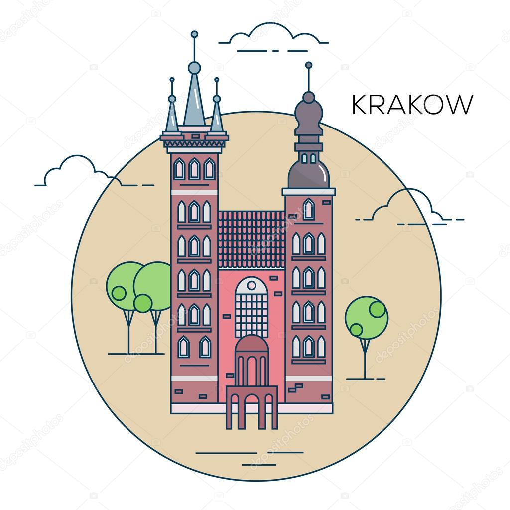 The illustration of old town in the Poland