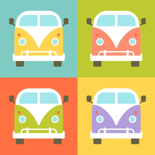 Set of retro styled little buses — Stock Vector