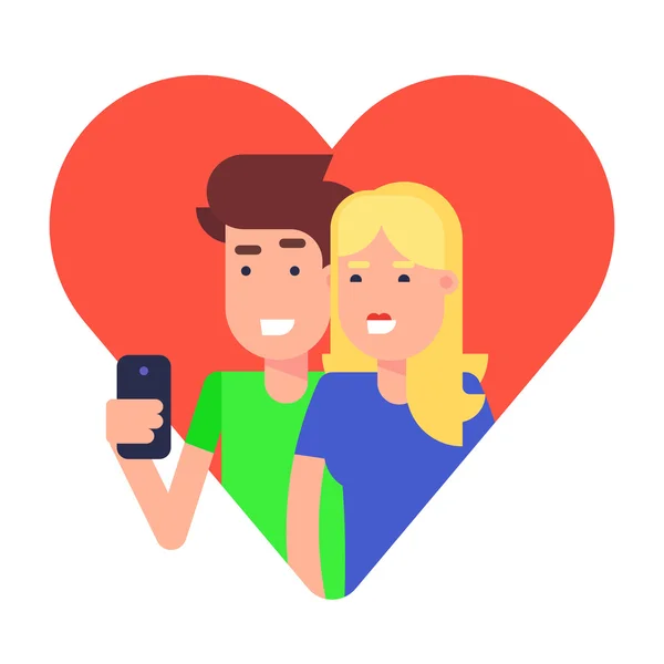 Pareja enamorada haciendo selfie — Archivo Imágenes Vectoriales