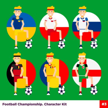 Futbol, Avrupa Futbol vektör düz karakter kümesi.