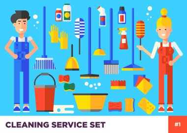 Genç vektör personel karakterleri Temizleme 