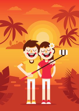 Çift-tatil-selfie