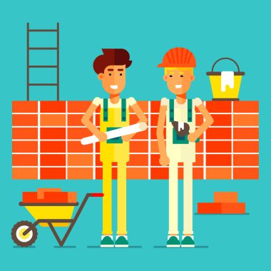 A smiling builders vector
