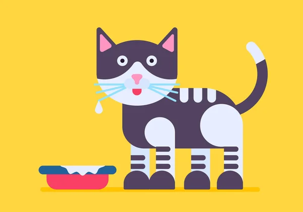 Süße und lustige Katze mit dem Milchschnurrbart — Stockvektor