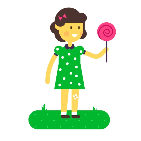 Vektor ilustrasi gadis kecil dengan lolipop . - Stok Vektor