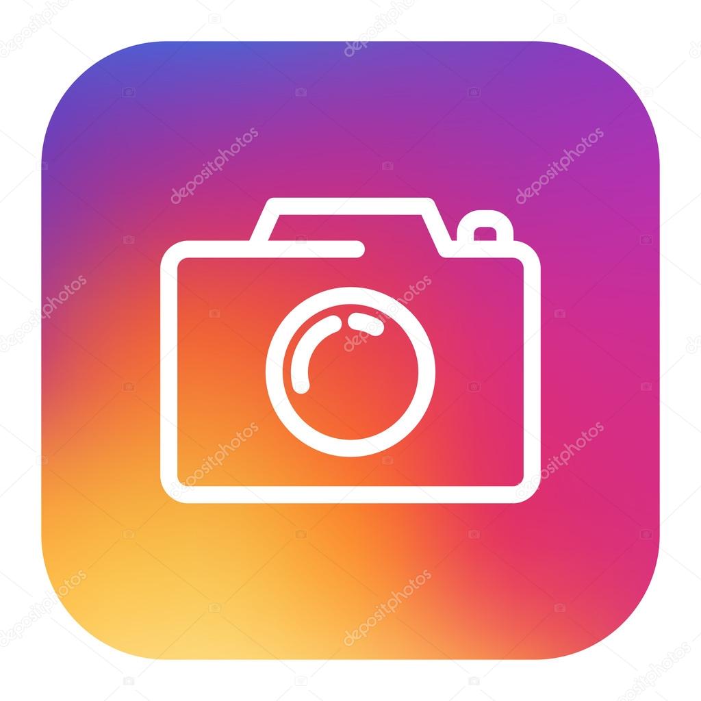 Vintage camera painted colors of the rainbow. Blur logo. Icon concept.