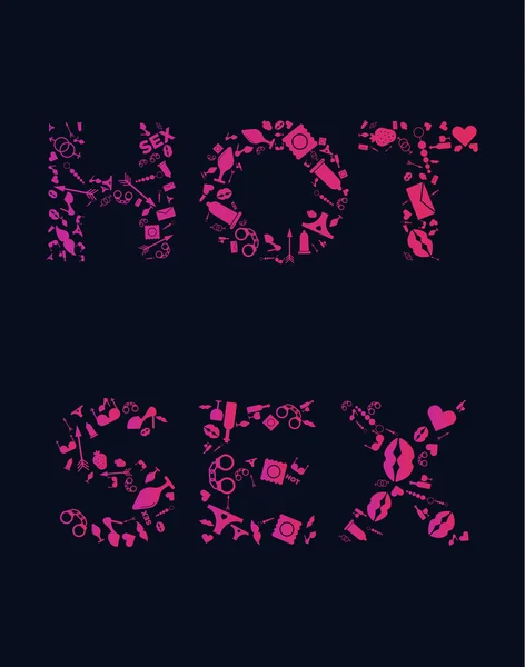 Farklı seks shop simgeleriyle dolu siluet