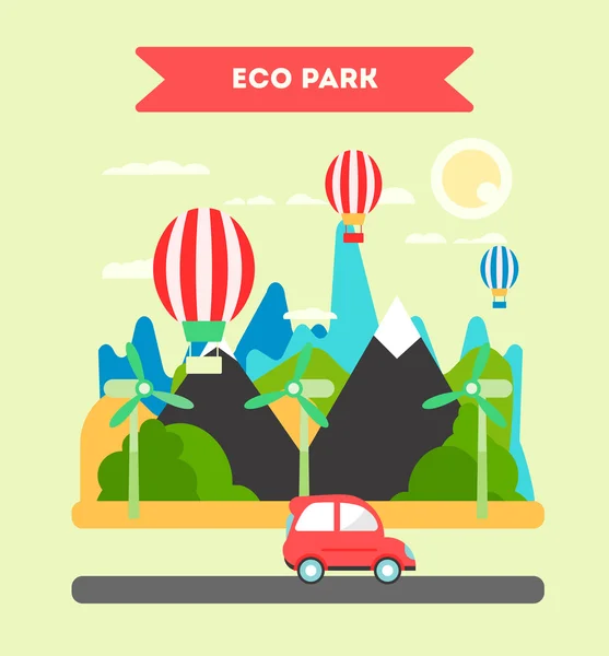 The landscape or the eco park — Stock Vector