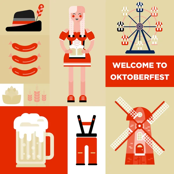 Bierfestival - oktoberfest. — Stockvector