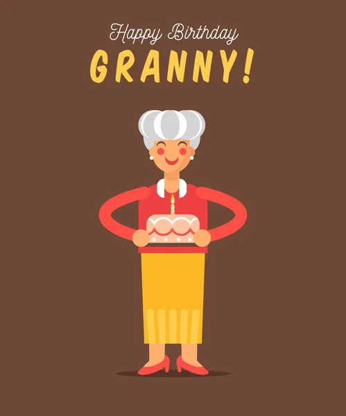 La tarjeta de felicitación para la abuela feliz cumpleaños . — Vector de stock