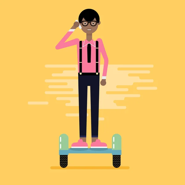 Jeune homme sur scooter électrique mono roue . — Image vectorielle