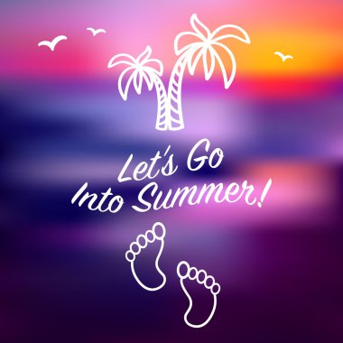 Mavi ışın günbatımı yaz kartı davetiye 