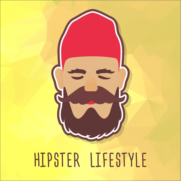 Hipster guy in a red fashion hat — Stock Vector