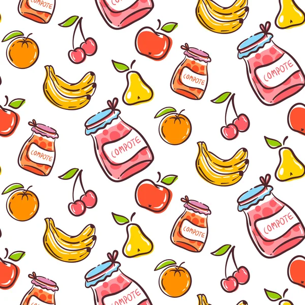 Fruits seamless pattern on a white background — Stock Vector