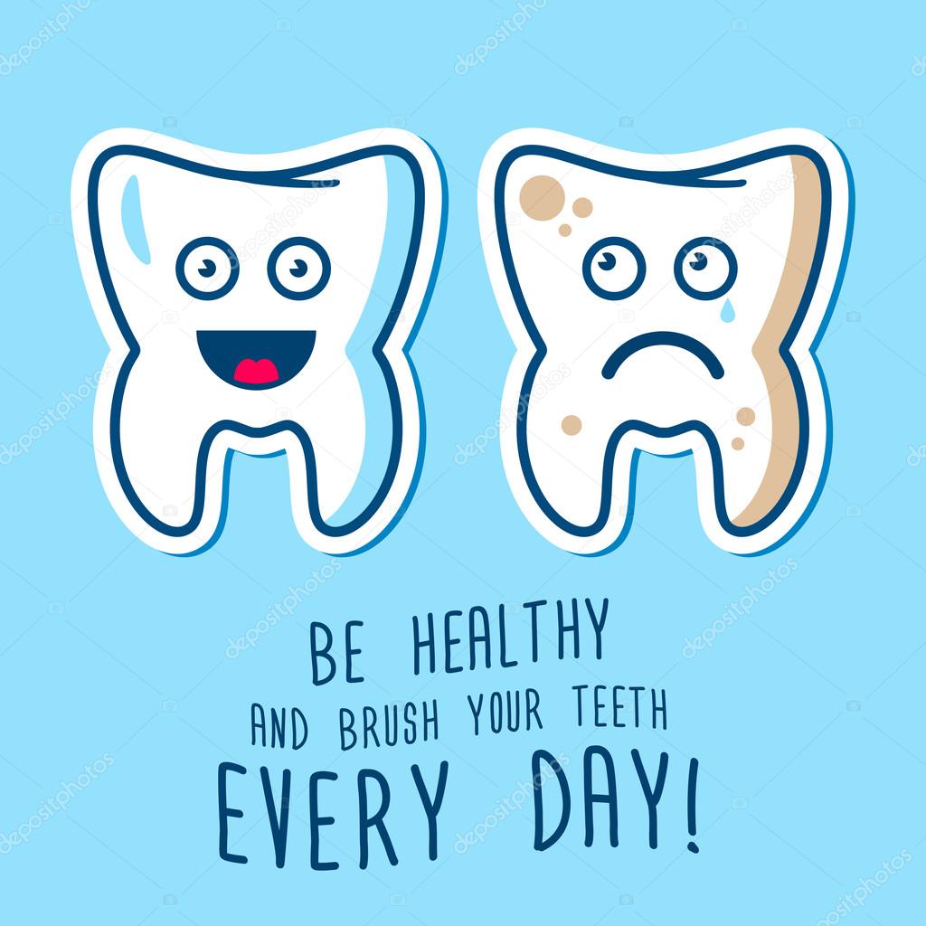 Healthy and ill teeth illustration