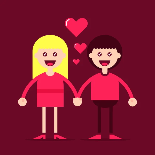 爱艺术插图对年轻夫妇 — 图库矢量图片